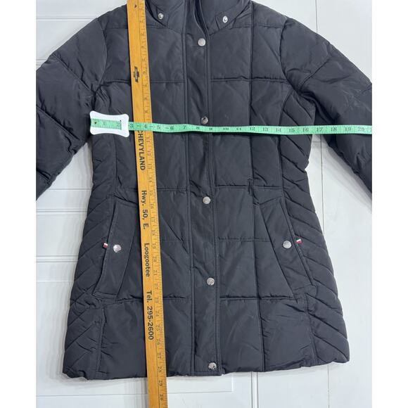 Tommy Hilfiger Puffer Jacket Womens Medium Small Full Zip Button No Hood - Picture 3 of 6